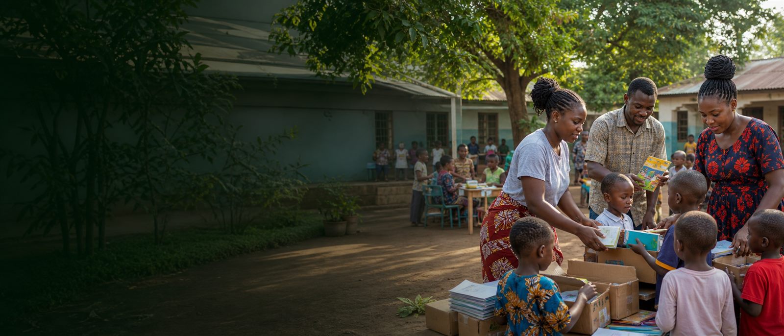 Community members participating in a child-focused event