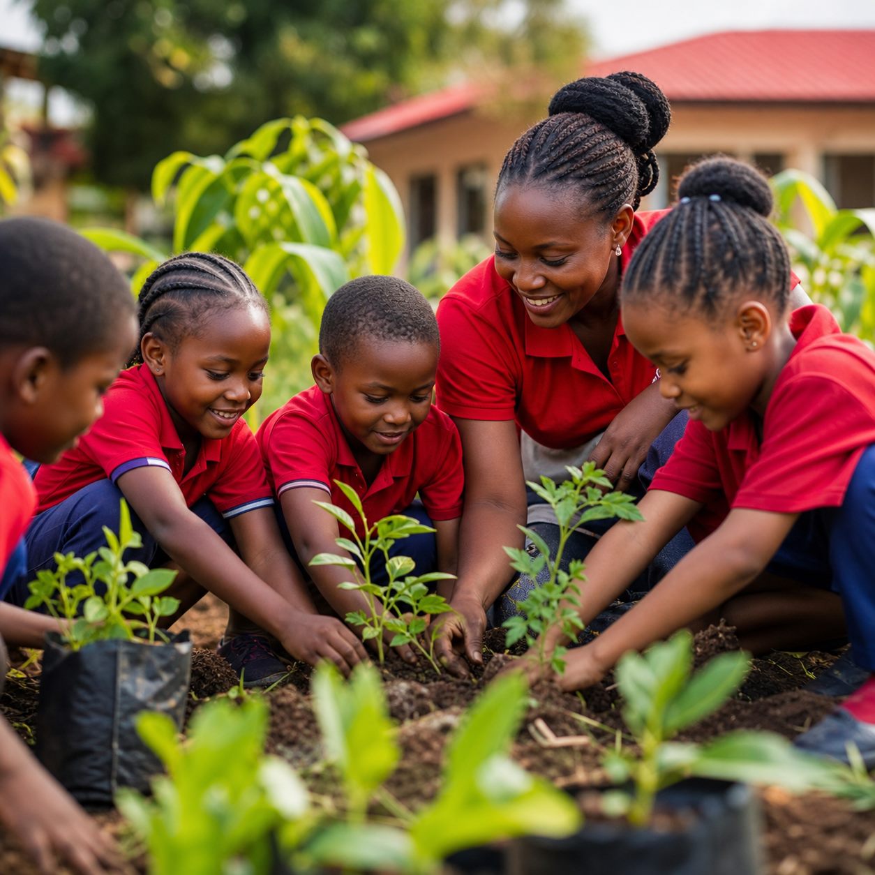 Children learning through gardening