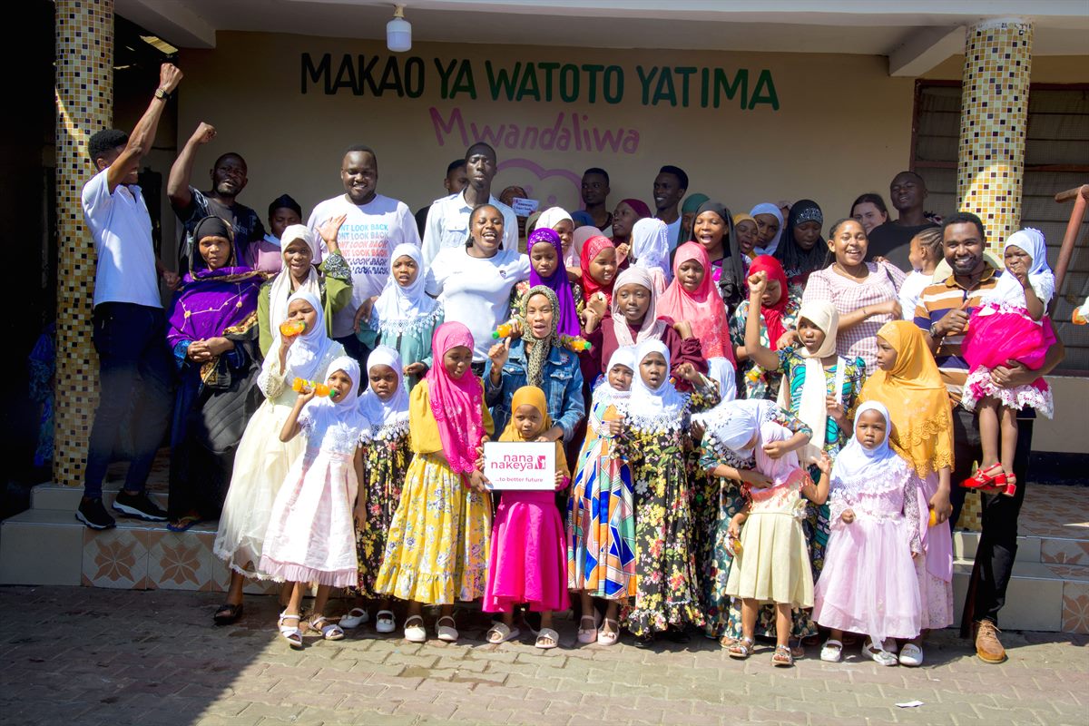 Children and caregivers gathered at the orphanage center
